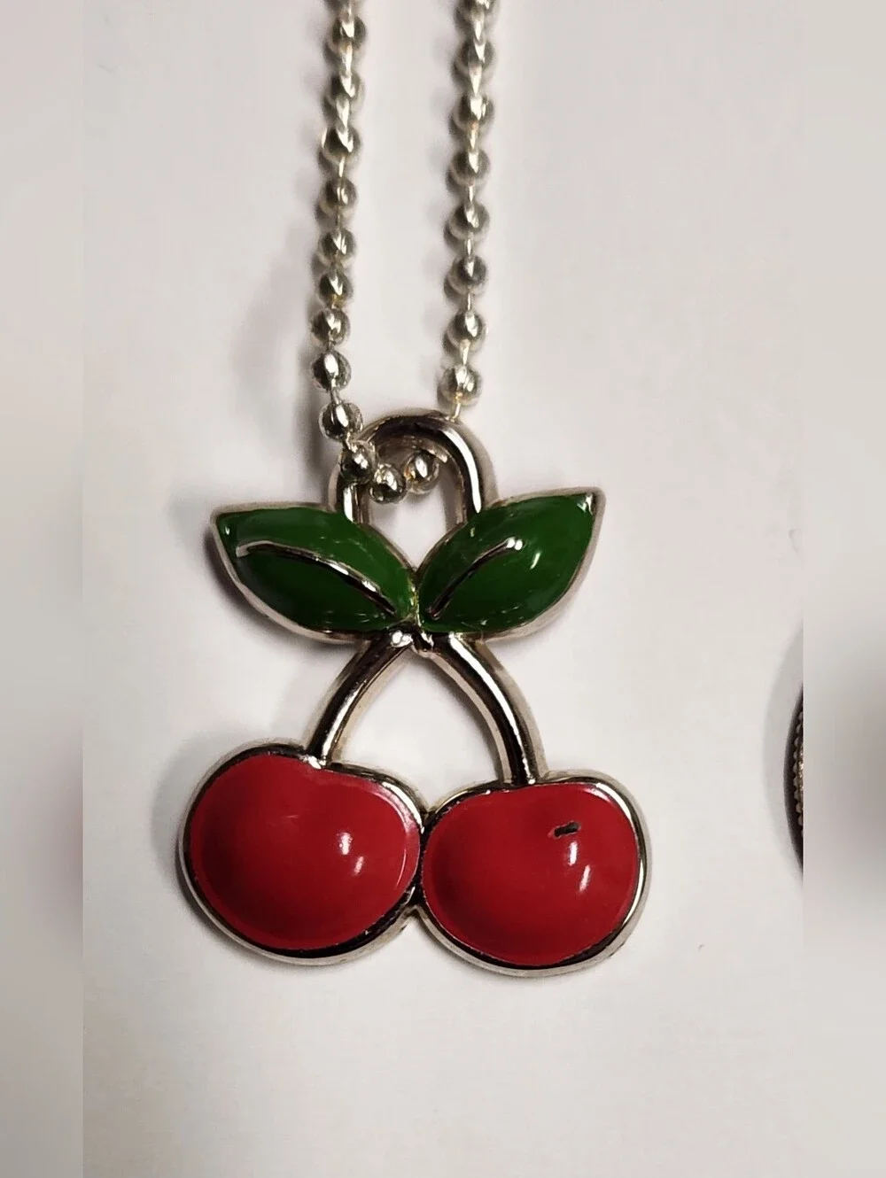 Coach Cherry Pendant Necklace - Red & Green Enamel